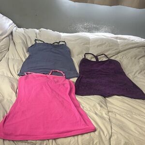 Set of Three LUCY brand Sports built in removable bra workout tanks